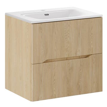 Badkamermeubel Nova 60 cm – Eiken – Hangend Badmeubel, Huis en Inrichting, Badkamer | Badkamermeubels, Verzenden, Nieuw, Wastafelkast