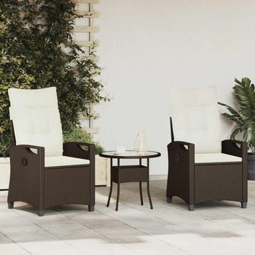 vidaXL Tuinstoel 2 st Bruin en Crème Staal en Polyester, Tuin en Terras, Tuinstoelen, Verzenden, Nieuw