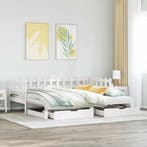 vidaXL Slaapbank met onderschuifbed/lades zonder matras, 90 cm, Eenpersoons, Verzenden, Wit