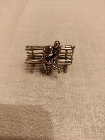 Beeldje - Coppia su panchina - .800 zilver
