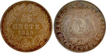 36 Grote Bremen 1859 fast Vz schoene Patina Kahntds# 159..., Postzegels en Munten, Verzenden