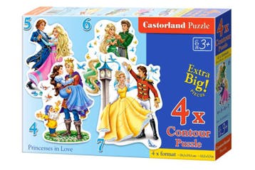 4 Delige puzzel set Verliefde Prinsessen Castorland B-044..., Ophalen of Verzenden, Nieuw, Overige typen