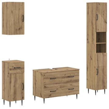 vidaXL 4-delige Badkamerkast Set HAARLEM Artisanaal eiken, Verzenden, Nieuw