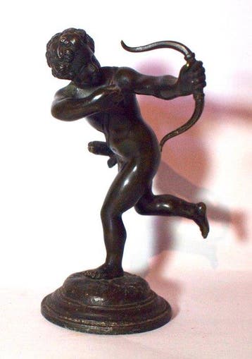 sculptuur, Cupid - 12.5 cm - Brons, Antiek en Kunst, Antiek | Keramiek en Aardewerk