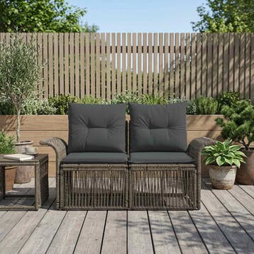 vidaXL Tuinbank 2-Aantal zitplaatsen Grijs poly rattan, Verzenden, Nieuw, Rotan