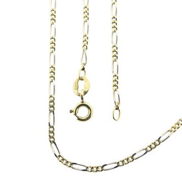 Bicolor gouden Figaro schakelketting, Ophalen of Verzenden, Gebruikt, Goud, Goud