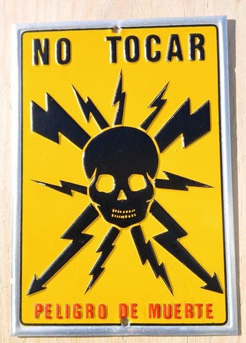 Niet aanraken. Dodelijk gevaar. - Emaille bord - Metaal, Antiek en Kunst