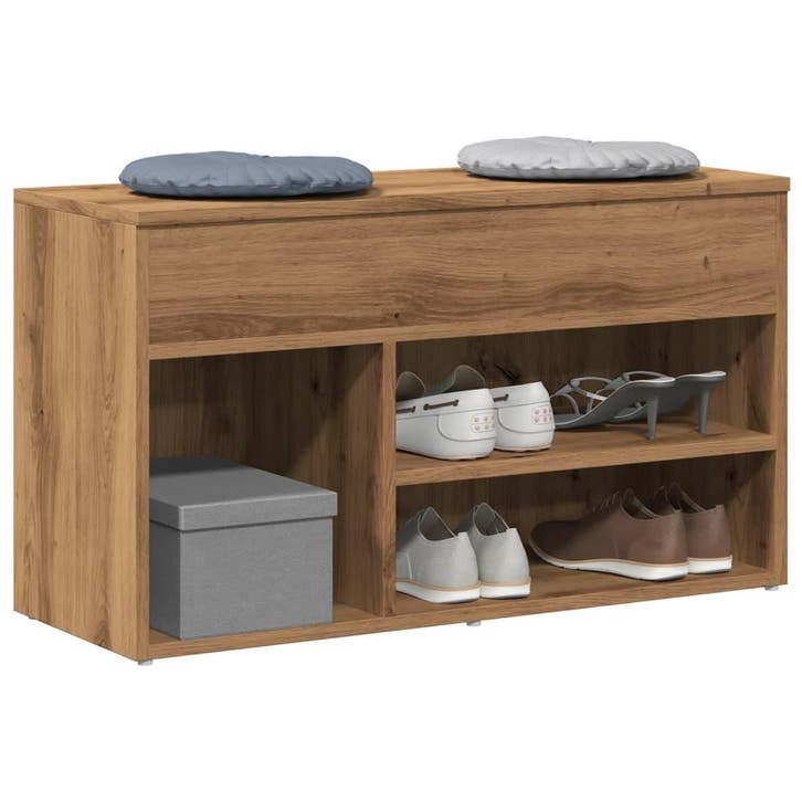vidaXL Schoenenbankje 80x30x45 cm bewerkt hout artisanaal, Huis en Inrichting, Kasten | Schoenenrekken, Nieuw, Verzenden