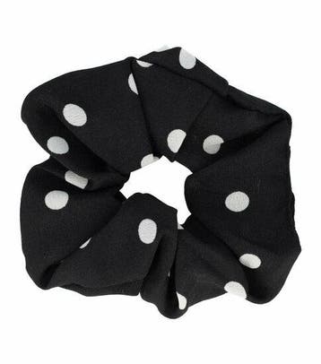 Haarelastiek Scrunchie – Stippenprint – Wit Zwart, Nieuw
