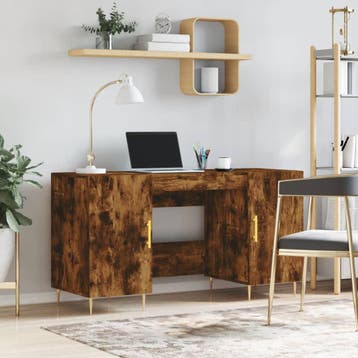 vidaXL Bureau 140x50x75 cm bewerkt hout gerookt eikenkleurig, Verzenden, Nieuw
