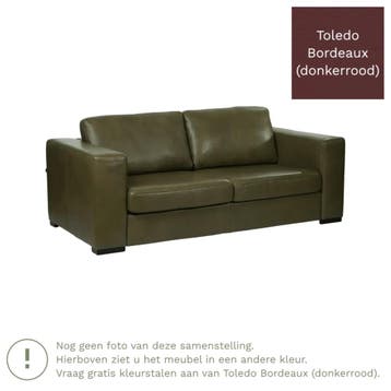 Leren bank Flow - 2,5 zits - Toledo Bordeaux (donkerrood) -, Nieuw, Ophalen of Verzenden, Rechte bank, Modern