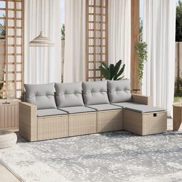 vidaXL 5-delige Loungeset met kussens poly rattan gemengd, Verzenden, Nieuw, 5 zitplaatsen, Loungeset