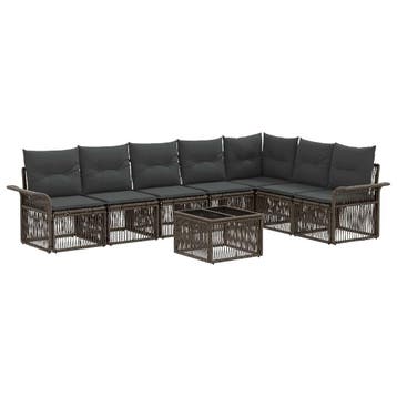 vidaXL Tuinbankenset 8 pcs Grijs poly rattan, Verzenden, Nieuw, 8 zitplaatsen