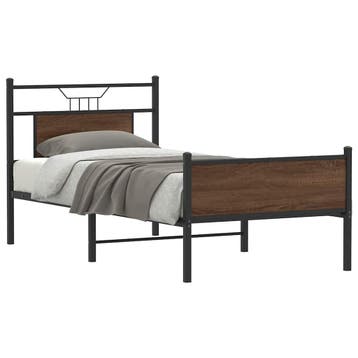 vidaXL Bedframe zonder matras bewerkt hout bruin eikenkleur, Eenpersoons, Bruin, Verzenden, Nieuw