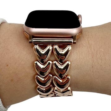 Apple Watch bandje Hart - staal - schakel band - rose goud, Verzenden, Nieuw