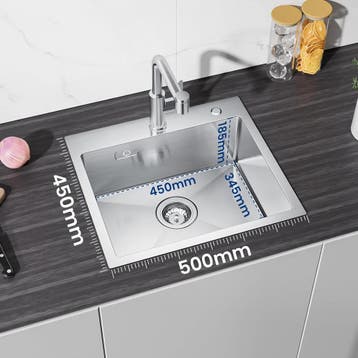 Spoelbak - Wasbak - Gootsteen - 50x45 cm - Zilver - CECIPA, Huis en Inrichting, Keuken | Keukenelementen, Verzenden, Zo goed als nieuw