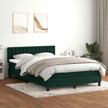 vidaXL Boxspring met matras fluweel donkergroen 160x220 cm, Verzenden, Nieuw, Groen, Stof
