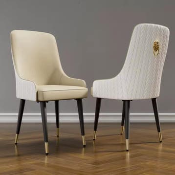 Set van 2 Luxe Eetstoelen PU Leer met Gouden Leeuwenkop, Verzenden, Nieuw