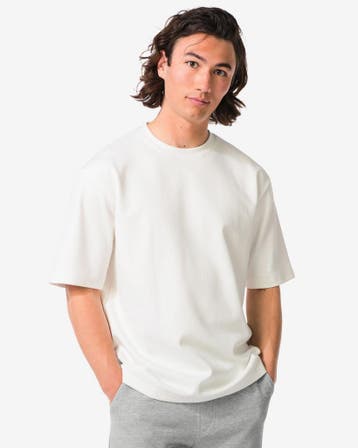HEMA Heren T-shirt Job oversized fit gebroken wit, Verzenden, Nieuw