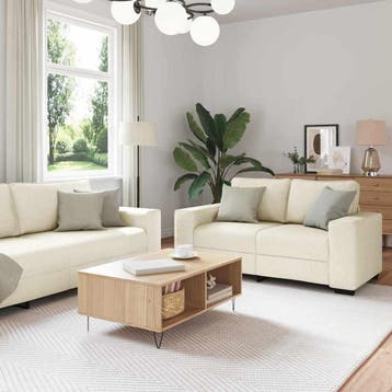 vidaXL Bank 3 st Beige Linnen-mix stof, Huis en Inrichting, Banken | Bankstellen, Verzenden, Nieuw, Stof, 200 tot 250 cm
