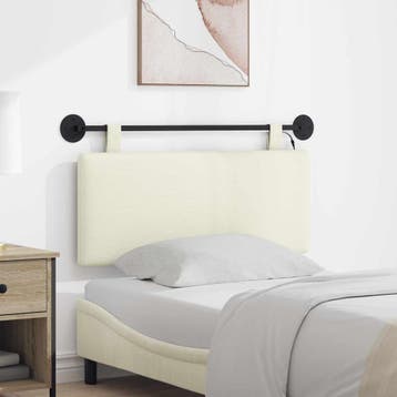 vidaXL Hangend hoofdbord Met LED-verlichting Crèmekleurig, Verzenden, Nieuw, Crème