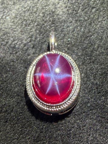 Robijn Prachtige Star Ruby 925 Sterling Zilveren hanger.