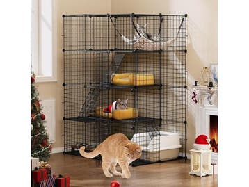 Veiling - Grote dierenkooi metaal 4 niveaus (Metaal Zwart), Dieren en Toebehoren, Kattenmanden, Nieuw