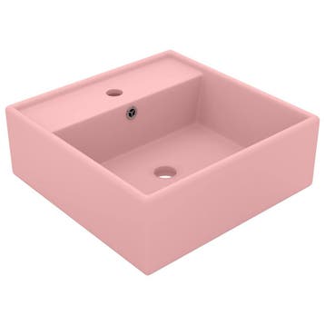 vidaXL Wastafel met overloop vierkant 41x41 cm keramiek, Verzenden, Nieuw