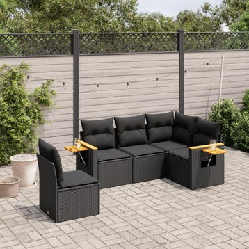 vidaXL Patio Sofa Set 5-zits Black, Verzenden, Nieuw