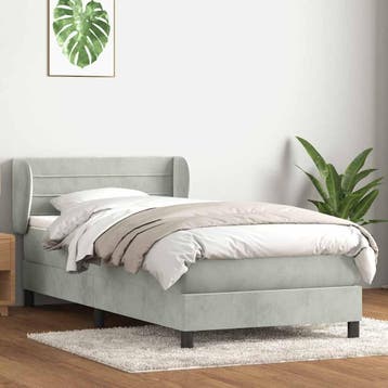 vidaXL Boxspring met matras fluweel lichtgrijs 80x220 cm, Eenpersoons, Verzenden, Nieuw, Stof
