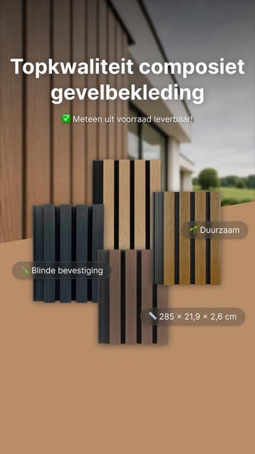 composiet gevelbekleding - rhombus - rabatdelen - kunststof, Verzenden, Nieuw, Overige materialen, 20 tot 50 mm