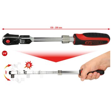 KS Tools 1/4 SlimPOWER telescoopratel met scharnierkop 72, Verzenden, Nieuw