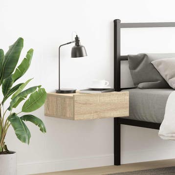vidaXL Nachtkastje zwevend 40x30x15cm bewerkt hout sonoma, Minder dan 45 cm, Verzenden, Nieuw, Minder dan 55 cm
