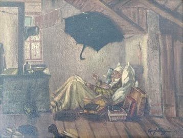 Carl Spitzweg (1808-1885), after - Povero poeta, Antiek en Kunst