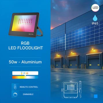 LED Breedstraler RGB met Afstandsbediening - Brinton Zentor, Ophalen of Verzenden, Nieuw, Lamp met armatuur