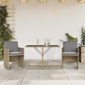vidaXL 3-delige Bistroset met kussens poly rattan gemengd, Verzenden, Nieuw