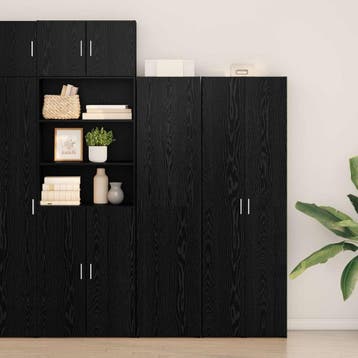 vidaXL buffetkast Zwart Eiken 45 x 42,5 x 185 cm, Huis en Inrichting, Minder dan 50 cm, Verzenden, Nieuw, Minder dan 100 cm
