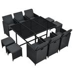 Polyrotan eetset - Baracoa XL - 11-delig - Zwart, Verzenden, Nieuw
