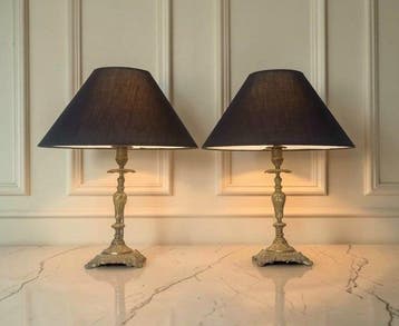 Lamp (2) - Stijl Louis XV - Frankrijk - Verguld brons