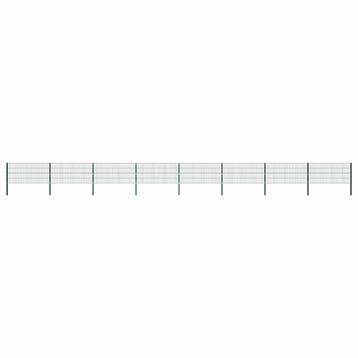 vidaXL Schuttingpaneel met palen ijzer 1385x80 cm groen, Verzenden, Nieuw, IJzer, Minder dan 1 meter