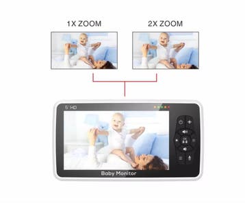 Babyfoon met Camera 5 Inch HD Monitor Audio Nachtzicht Zoom, Verzenden, Nieuw