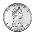 Canadian Maple Leaf 1 oz 1989 (3.332.200 oplage), Verzenden, Noord-Amerika, Losse munt, Zilver