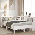 vidaXL Bed met boekenkast zonder matras grenenhout wit, Huis en Inrichting, Slaapkamer | Bedden, Verzenden, Wit, Nieuw, Twijfelaar