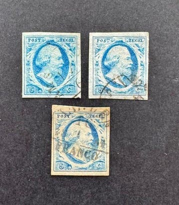 Nederland 1852 - Koning Willem III met attesten - NVPH 1, Gestempeld