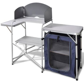 vidaXL Campingkeuken inklapbaar met windscherm aluminium, Caravans en Kamperen, Kampeermeubelen, Verzenden, Nieuw