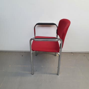 Car kantinestoel retro - rode stof (alleen per set), Huis en Inrichting, Stoelen, Ophalen of Verzenden, Nieuw
