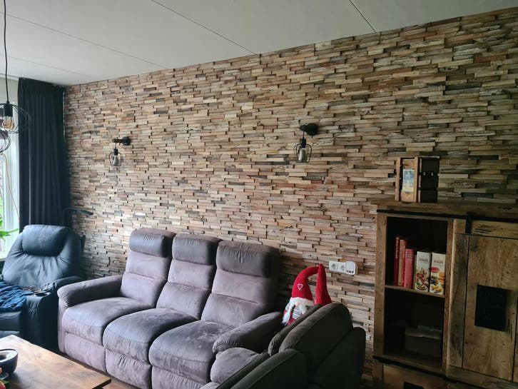 Mega Partij Teak Plakhout | 3D Wandpanelen | Scherpe Prijzen, Huis en Inrichting, Woonaccessoires | Wanddecoraties, Nieuw, Verzenden