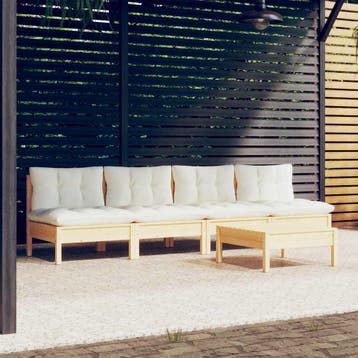 vidaXL 5-delige Loungeset met crèmekleurige kussens, Verzenden, Nieuw, Loungeset