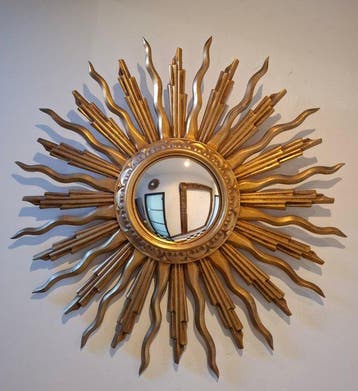 Spiegel- Zonnespiegel - Hout - XL 66 cm luxe.