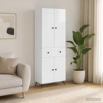 vidaXL Kastenset 2 st Hoogglans Wit 66 x 34.5 x 90 cm, Minder dan 50 cm, Verzenden, Nieuw, Minder dan 100 cm